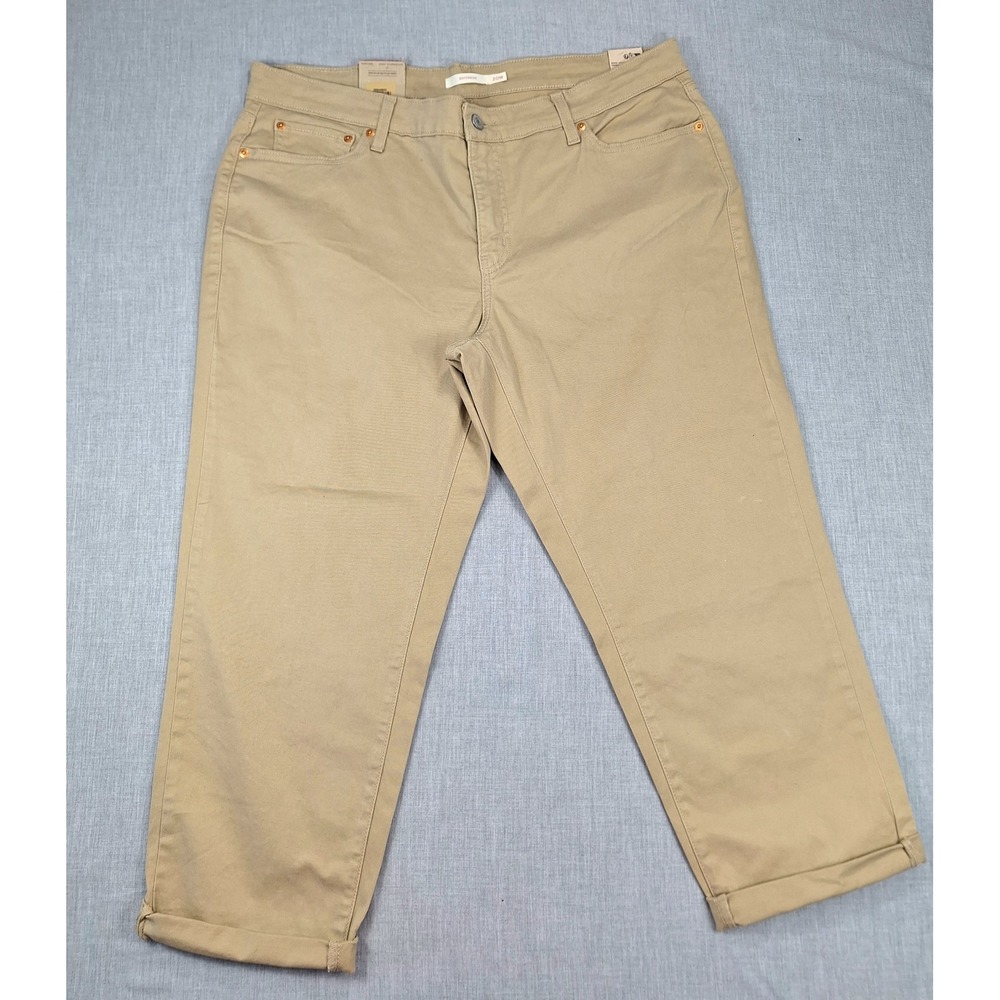 Levis Boyfriend Jeans Womens 20W Tan Khaki Mid Rise Stretch Cuffed Pants New